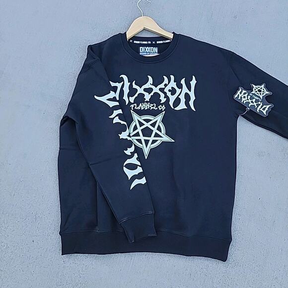 Dixxon Flannel Pentagram Crewneck Sweatshirt Men's L Black Long Sleeve NWT - Picture 9 of 12